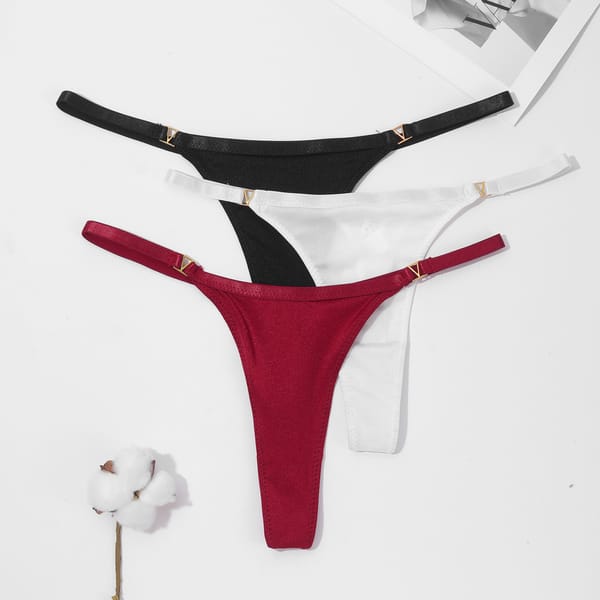 3PCS/Set Sexy Thong Ladies Lingerie Briefs Seamless Underwear Low Waist G String Thong Ice Silk Panties Women's T-Panties S-XL