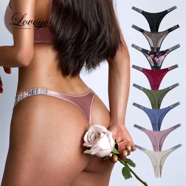 Letter LOVE Secret Rhinestone Panties Women G String Low Rise Underwear Sexy Seamless Fitness Gym Lingerie Thongs Brand Design