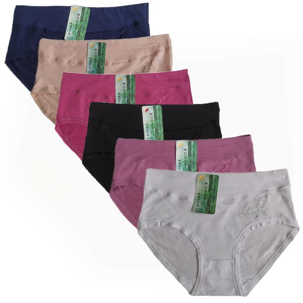 Butterfly Embroidery Women's Underwear Panty,Large Sized Women's Briefs,Soft Bamboo Female Panties,Mid-waist Female Underpants