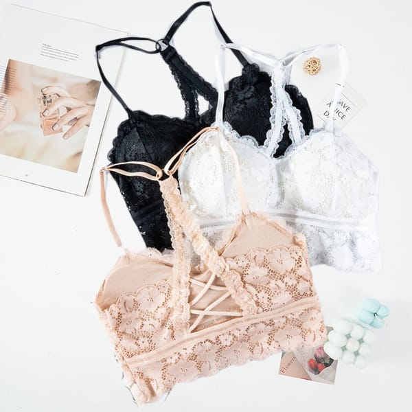 Women Hollow Out Bralette Beauty Back Sexy Vest Female Wireless Bra Solid Color Lace Underwear Lingerie Bustier Vest Bra Top