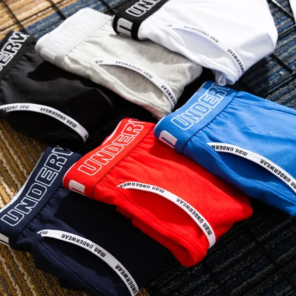 4Pcs/Lot Men Underwear Boxer Shorts Cotton Underpants Comfortable Breathable Lingerie Male Trunk U Convex Panties