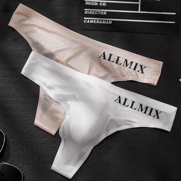 Sexy Tanga Hombre Underwear Men Thongs Fitness Gaysex Letter Thin Hip Sissy Panties Strings Ice Silk Low Waist No Trace Thong