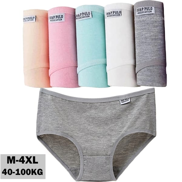 5Pcs Plus Size Panties Women's Solid Underwear Girls Briefs Cotton Sexy Lingeries Ladies Underpants Shorts Panty Intimate Female