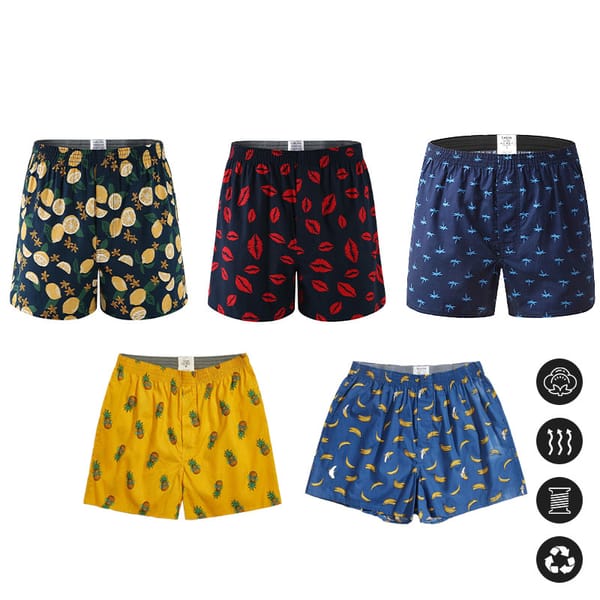 Men's Boxer Shorts Pineapple Lemon Print Panties Cotton Breathable Comfortable Underwear for Men Home Wear Sleepwear Underpants