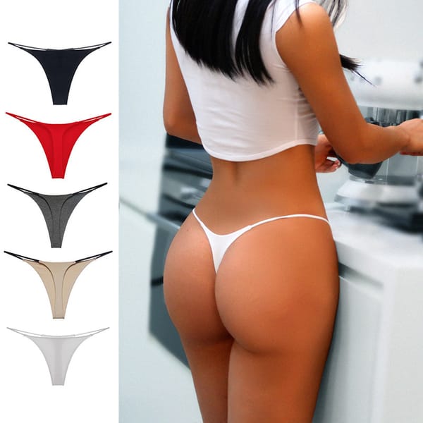 Yezimei Thong women's one thread traceless sports sexy underwear thin low waist double layer bikini cotton T pants