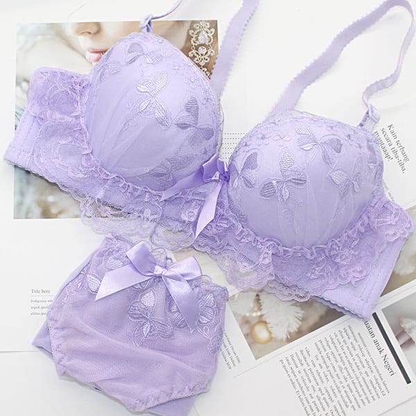 Japense Girls Push Up Underwear Set Women Sexy Lace Ladies Bralette Female Lingerie Soft Tank Crop Top Active Floral Bra Set