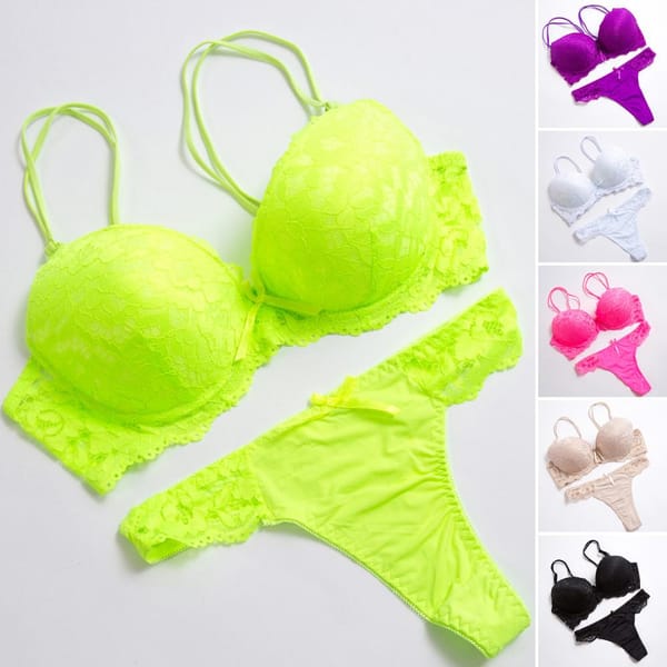 2 Pcs/Set Underwear Set High Stretch Solid Color Double Row Buckle Decorate Large Size Women Sexy Lace Bra And Panty Set