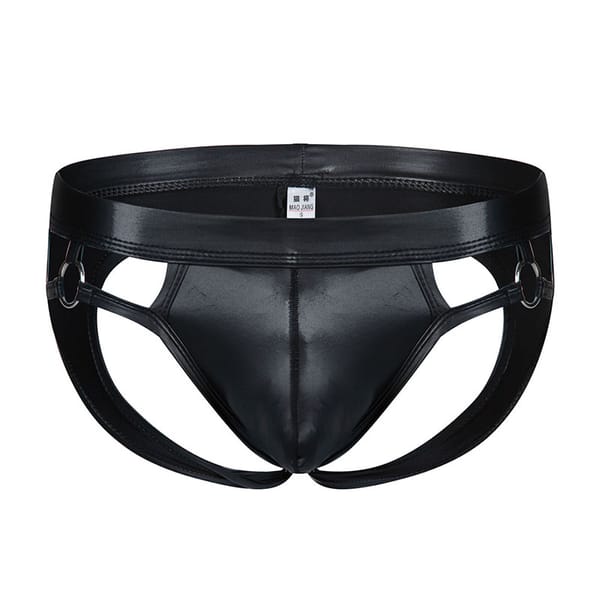 Jock Men Leather Underwear Hotsexy Jockstrap Gay Thongs Black Pouch Bulge Pornographic Lingerie Erotic Panties String Underpants