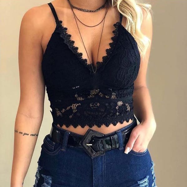 Floral Bralette Lace Bras Push Up for Women Sexy Lingerie Corset Camis Vest Underwear Wire Free Sheer Summer Crop Top Lingerie