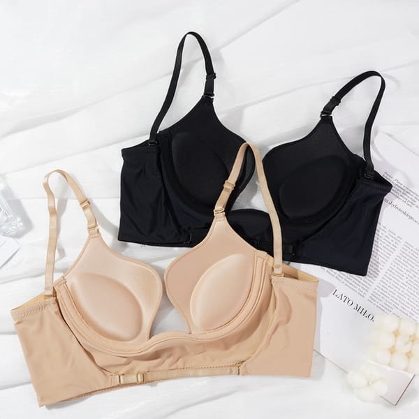 Women's Sexy Push Up Bra Backless Bras Low Cut Plunge Brassiere Open Back Wedding Underwear Invisible Seamless Deep U Lingerie