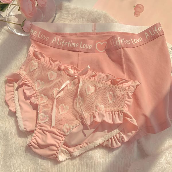 Couple Underwear Sexy Low Waist Underpants Breathable Men Boxer Women Briefs Sweetheart Panties Lingerie Boyfriend Girlfriend