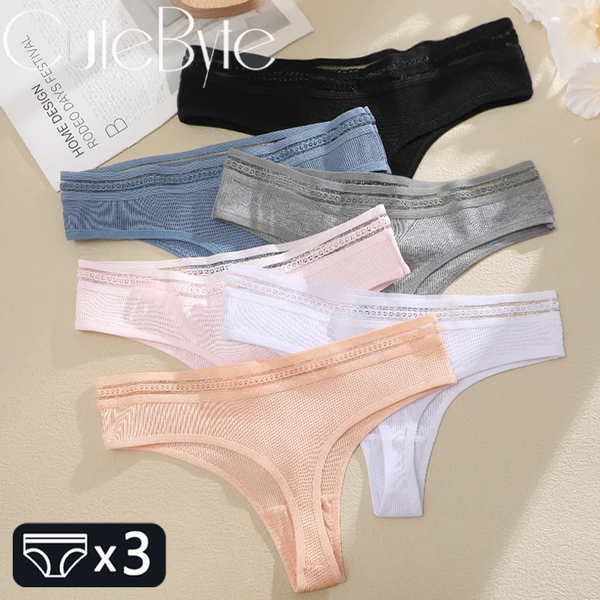 3PCS Seamless Cotton Thongs PantiesWomen Sport Underwear Female G-String Sexy Lingerie Low Waist Panty S-XL Underpants Intimates