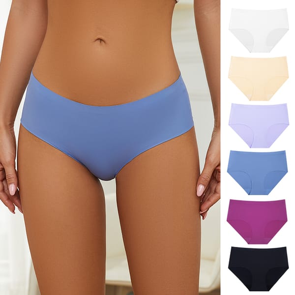 3 Pieces Seamless Panties For Women Invisible Briefs Mid-Rise Female Underwear Ice Silk Panties Crotch Cotton Girls Lingerie