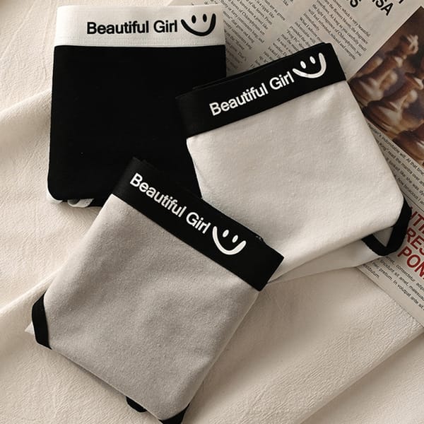 3PCS/SET Simple Girl Underwear Mid Waist Japanese Black White Cotton Women's Briefs Sports ​Traceless Panties Seamless Lingerie