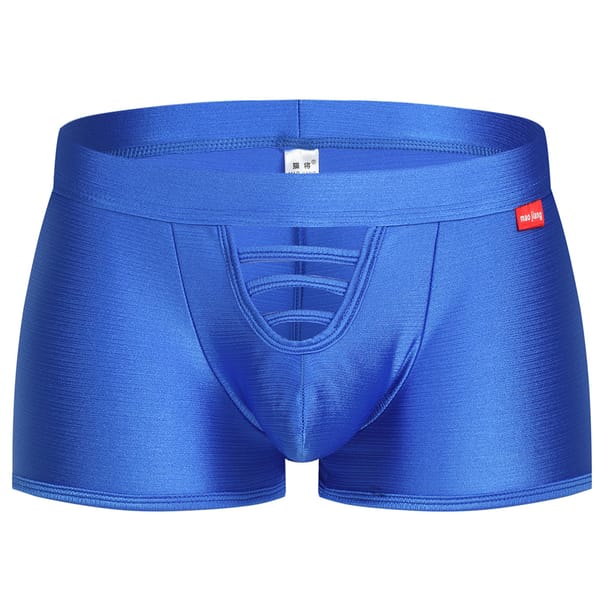 Mens Boxers Hollow U Convex Pouch hang Trunks Breathable Briefs Shorts Underwear Low Waist Panties Oil Shiny Lingerie