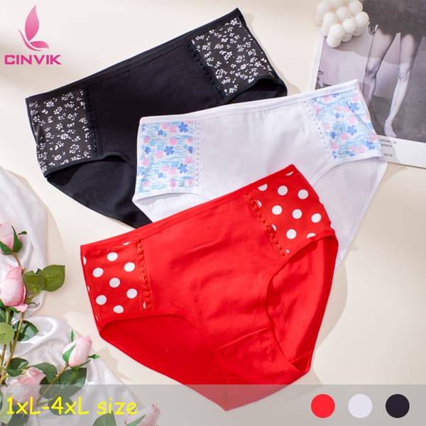Cotton Plus Size New Women Underwear Cute Dot Printed Panties Fashion High Waist Girls Breathable Comfortable Summer Lingerie