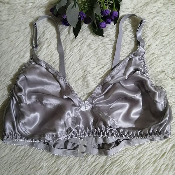 Single Layer Satin Silk Bra For Women And Girls, Ultra-thin Breathable Seamless Underwear, Solid Color Large Mulberry Silk Bra