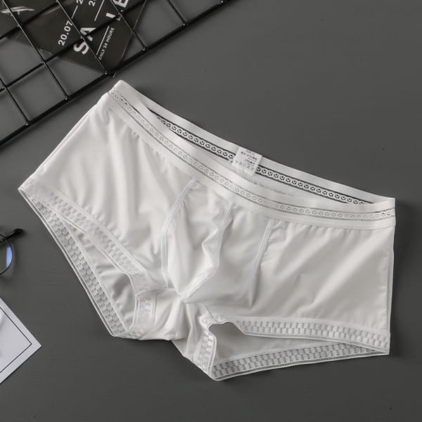 Ice Silk Underwear Men Sexy U Convex Pouch Boxer Translucent Seamless Summer Cool Breathable Thin Slip Homme Underpants