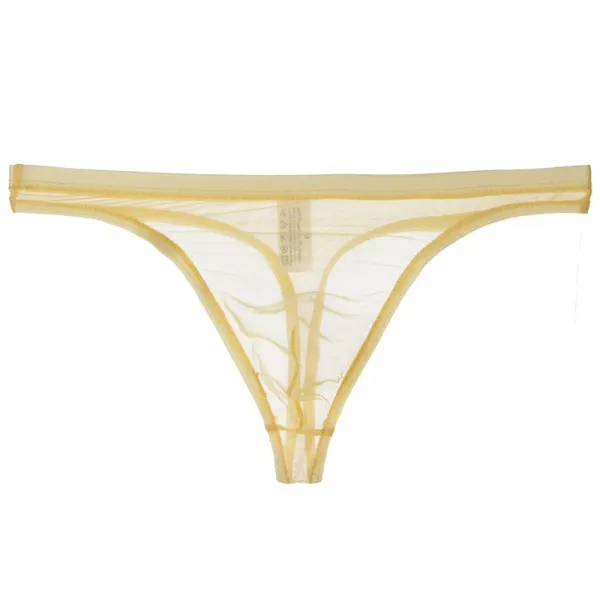 Men's Sexy Breathable Underwear T-Back G-Strings Briefs See Through Lingerie Male Low Waist Elastic Gay Ice Silk Solid Thongs