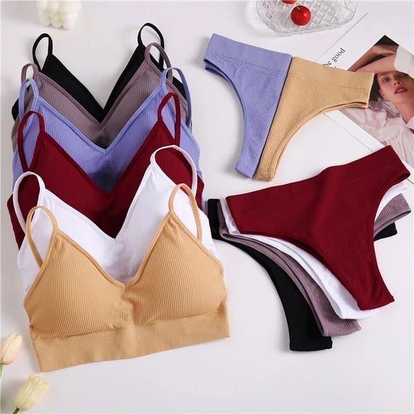 Women Bras Panties Set Seamless U-Back Bras Female Sexy Brazilian Pants Underwear Suit Removable Pad Push Up Bralette Lingerie