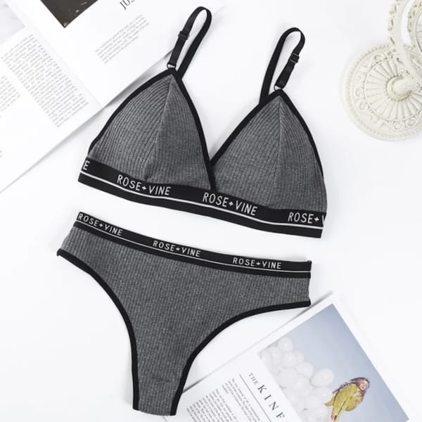 Women Cotton Bra Low Waist Panties Sexy Lingerie Set Letter Print Push Up Bras Female Seamless Comfort Underwear Set