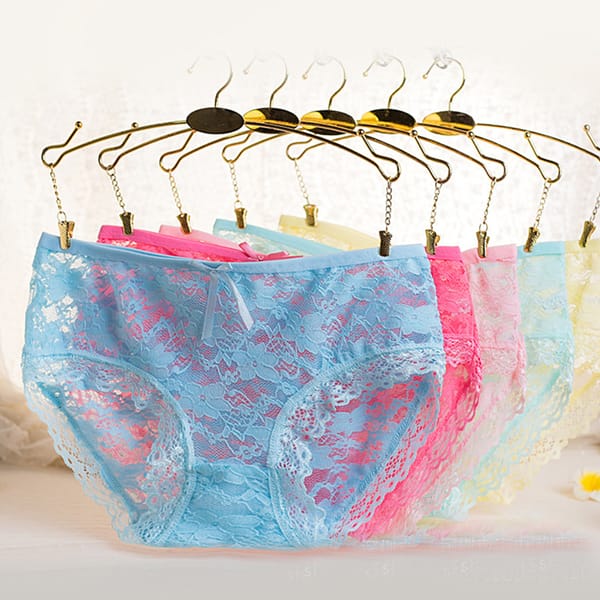 Lace Panties Underwear Sexy Hollow Out Women's Lace Briefs XL Transparent Floral Bow Cute Soft Female Girls Intimates Lingerie