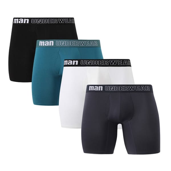 4pcs Men Underwear Boxer Man Pack Sexy Panties Bamboo Fiber Boxers Knickers Underpants Long Undies Open Crotch Mid Length Briefs