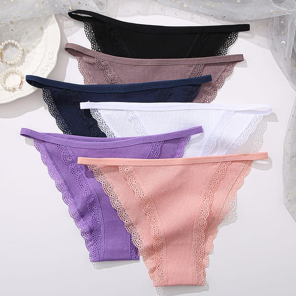 Women‘s Cotton Panties Low Waist Lace Briefs M-XL Comfortable Underwear Ladies Solid Color Underpants Girls Breathable Panty New