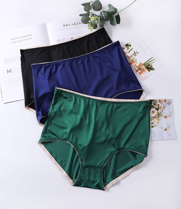 3PCS/Lot High-Grade Satin Ice Silk Soft Breathable Sexy Lingeries Underwears Lady Panties Sets Plus Size 5XL Women's Briefs
