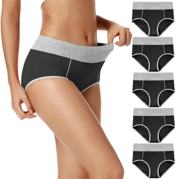 POKARLA Women Seamless Cotton Underwear Soft Maternity Briefs Ladies Waist Elasticity Belly Control Underpants Black Panties Set