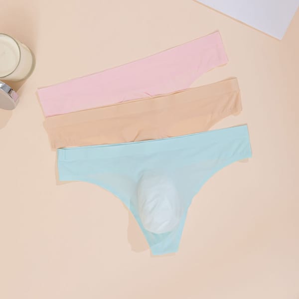 Men's Bikini Low Waist Underwear Sexy Ice Silk T-Back G-String Briefs Breathable Male Thongs Seamless Underpants Sissy Lingerie