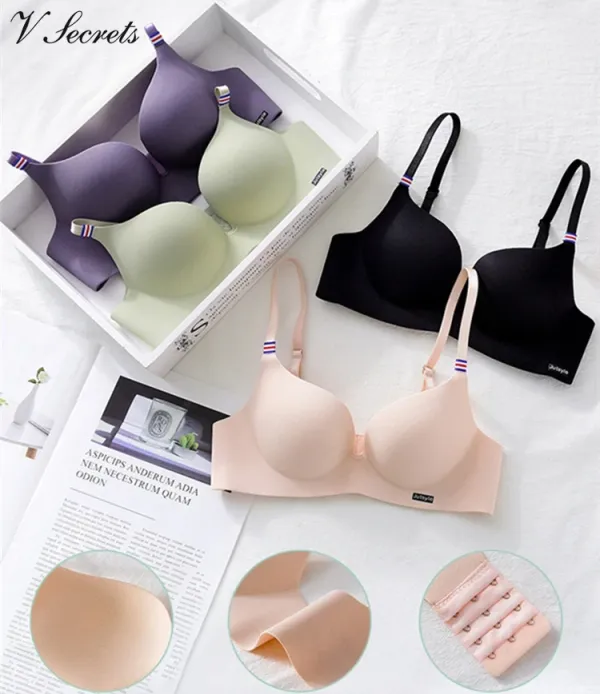 French Style Bra Corset Sexy One-Piece Lingerie Ice Silk Gather Push Up Underwear Women Wireless Bralette Simple Soutien Gorges