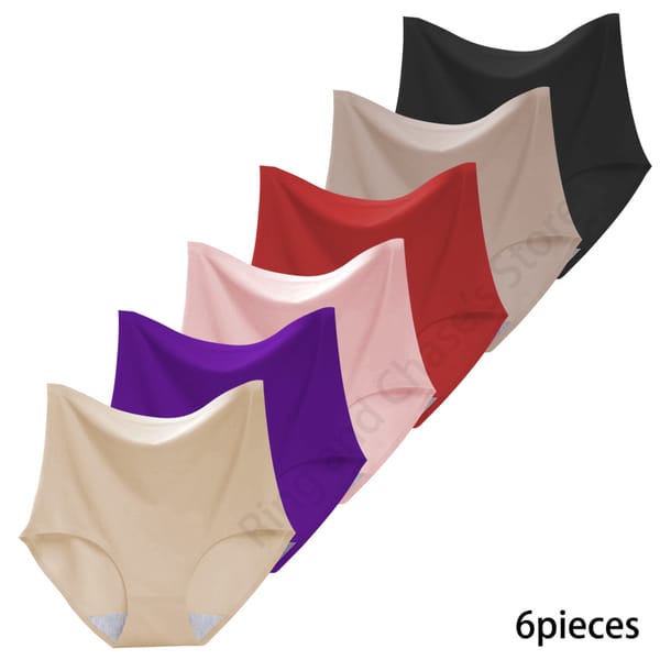 6Pieces  Ice silk Women's Underwear High waisted Comfortable High-Quality Large Size Briefs  Slimming Abdomen in Panties