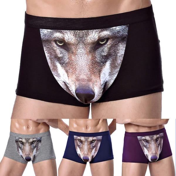 New 1pc Underwear Men Boxer Shorts Funny Underpants Modal Mens Men's Panties With 3D Wolf Soft Pouch Trunks Boxers Comfortable