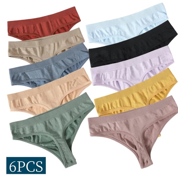 6PCS/Set Women Panties Low Waist Panties Underwear Female Underpants Solid Color Sexy Lingerie Pantys for Woman Thongs Intimates