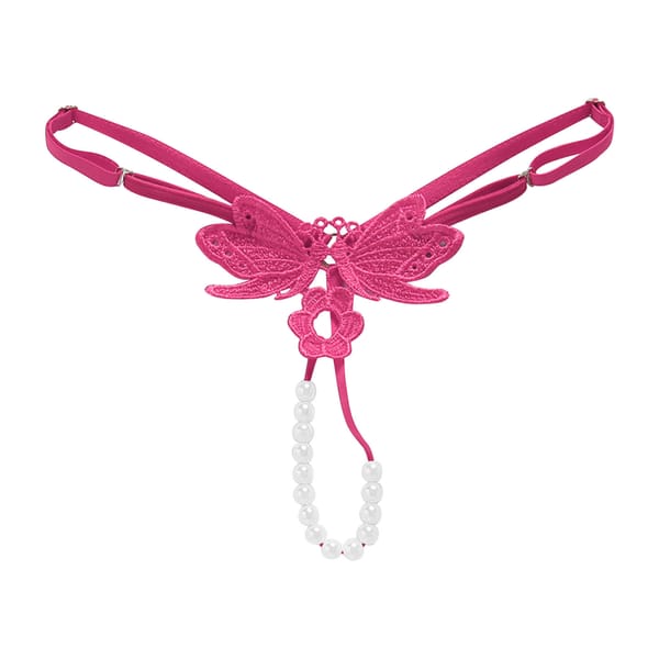 Women'S Sexy Hot Thongs Underpant Trendy Solid Color Knit Pearl Tangas Sexy Open Buttocks Underwear Erotic Sexy Party Club Wear